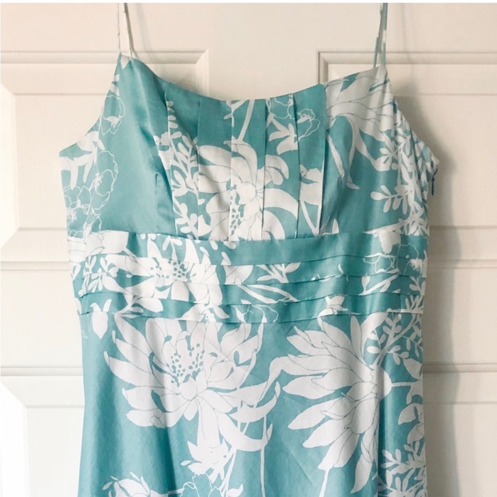 Ann Taylor teal spaghetti dress with button detail size 6